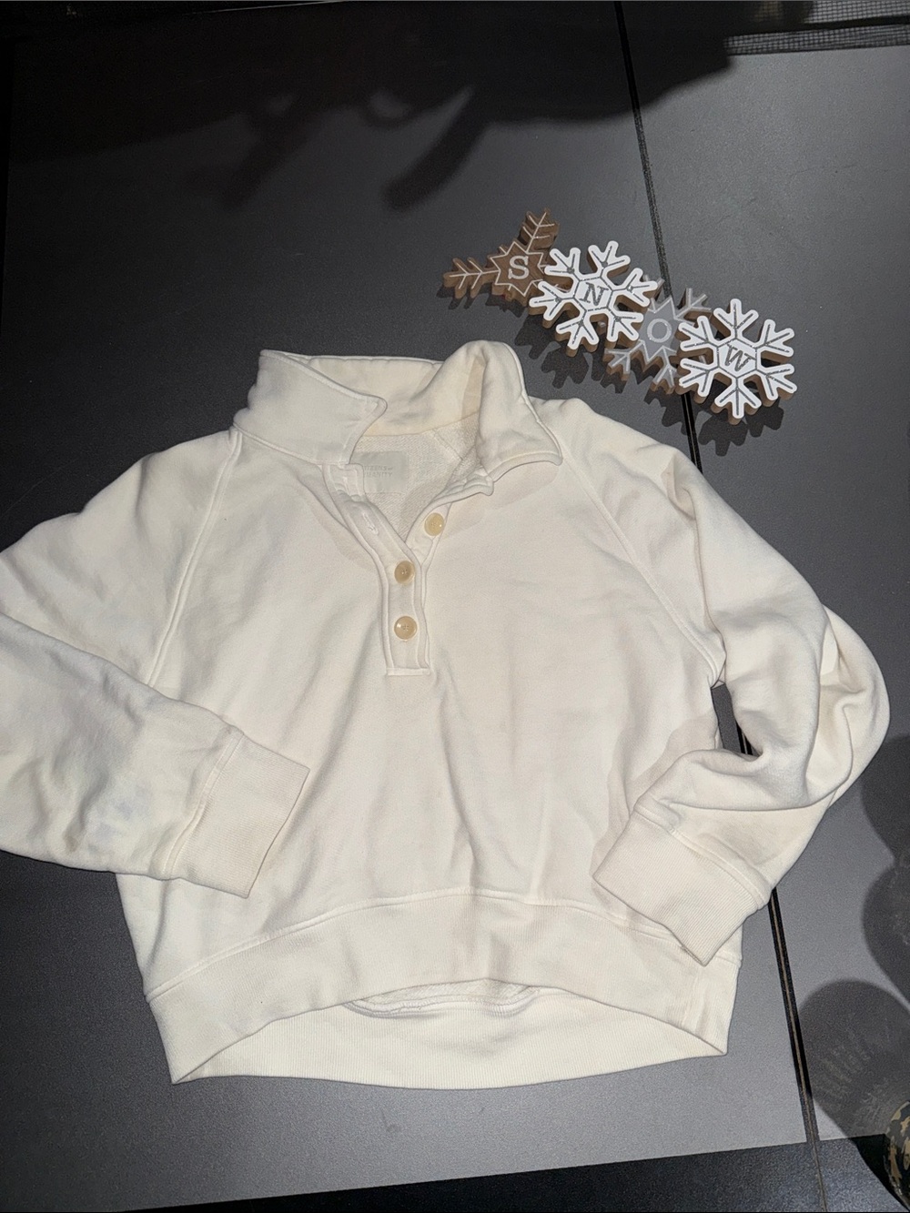 Cream Citizen of Humanity Button-Neck Women's Pullover Sweatshirt S